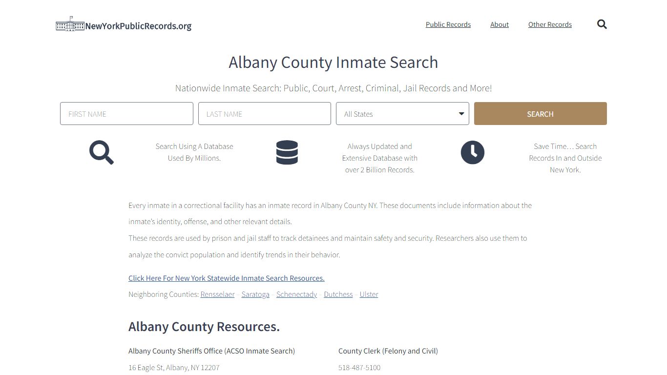 Albany County Inmate Search - ACSO Current & Past Jail Records